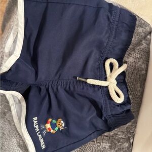 Ralph Lauren Kids Navy Shorts with Bear Embroidery